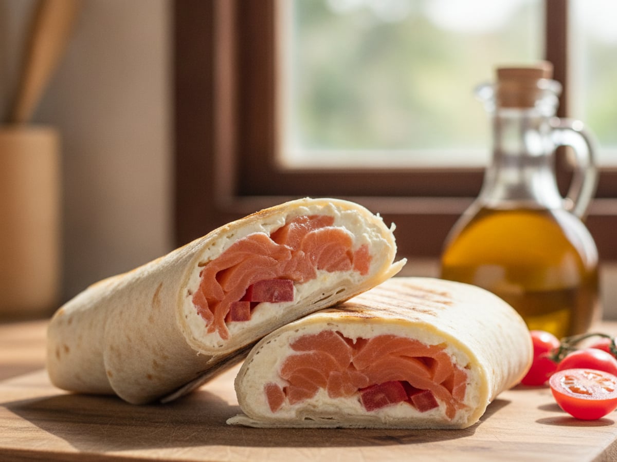 Balinese Wrap Salmon — Smoked salmon, Philadelphia, cherry tomatoes, EVO oil